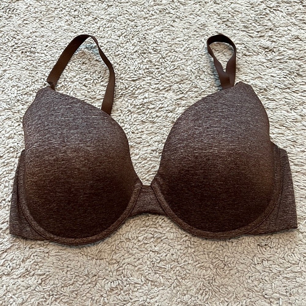 Chocolate marl brown uplift semi Demi t shirt bra 36dd